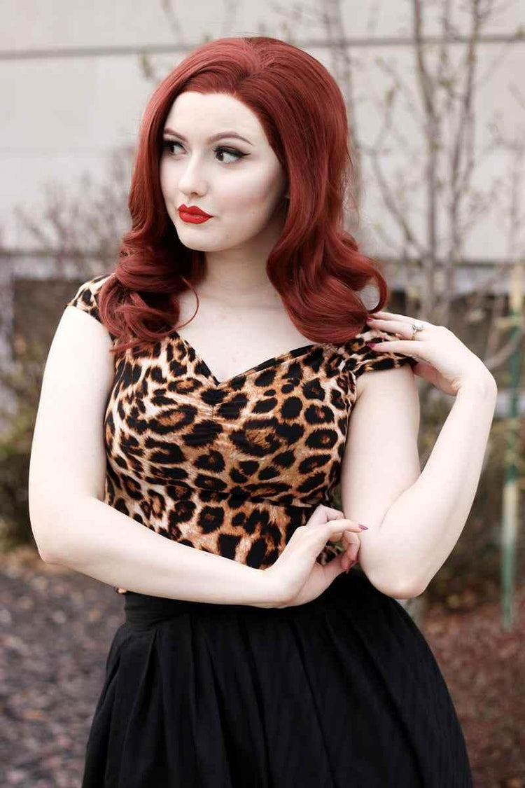 Isabel Top in Leopard Shirts & Tops by Retrolicious