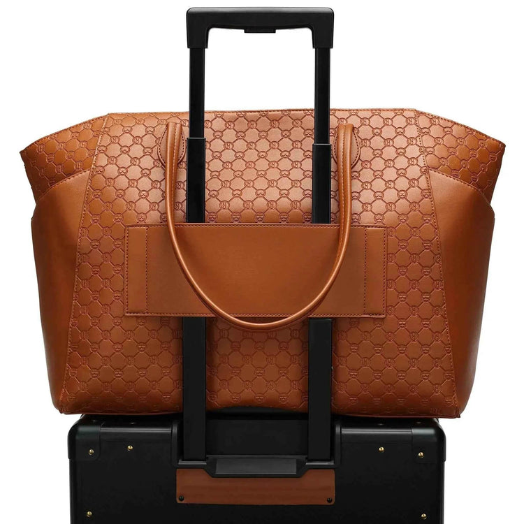 Compass 32L Vegan Leather Monogram Weekender Tote Bag Weekender Bags by Travellty