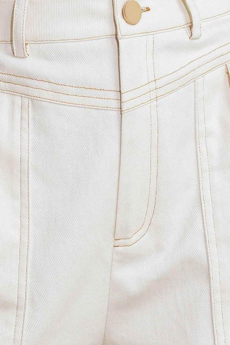 SIMPLY MINE CREAM WOVEN SHORT SHORTS by Flying Tomato