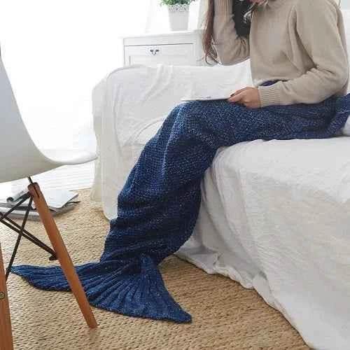 Hot Mermaid Tail Blanket Yarn Knitted Handmade Crochet Mermaid Blanket Super Soft Kids Adults Throw Bed Wrap Bedding 3 Sizes by DSERS