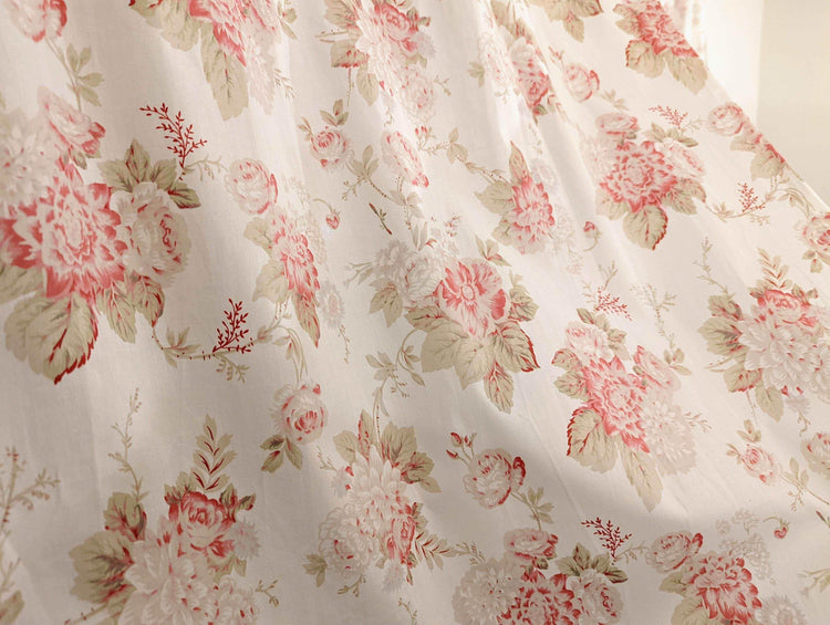DaDa Bedding Set of 2-Pieces Hint of Mint Dainty Floral Pink Roses Cottage Sheer Window Panel Curtains (JHW3036) Curtains by DaDalogy Bedding Collection