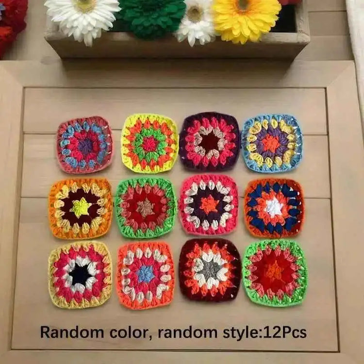 Mix Colors Handmade Crochet Doilies Suit Square Flower Piece Clothing Pocket Coaster Bag Tablecloth DIY Jewelry 6cm Home decor by DSERS