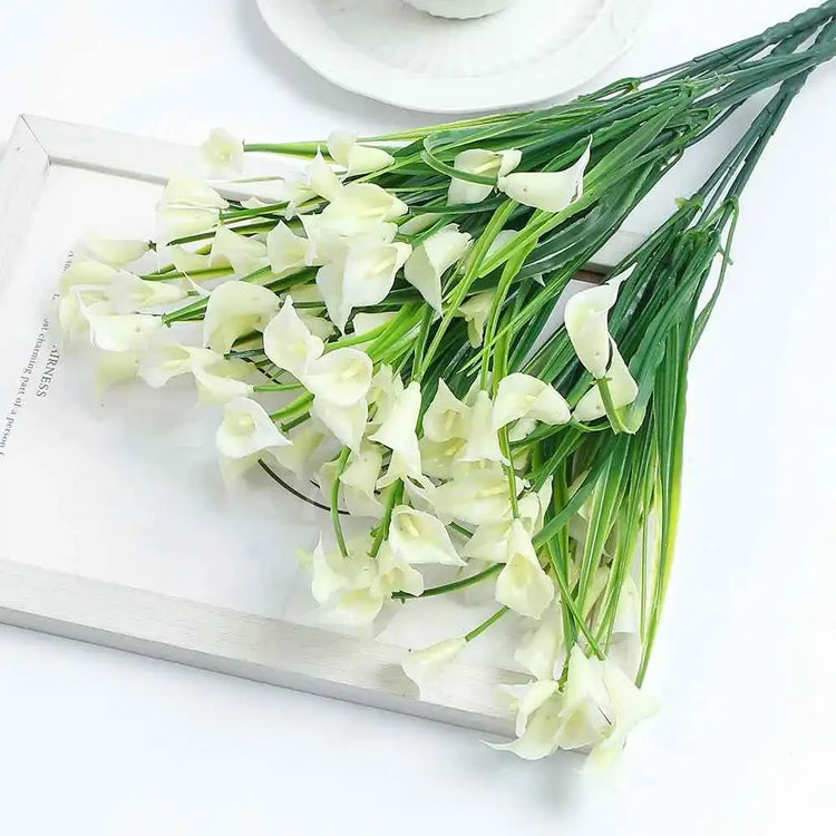Artificial Calla Lily Bouquet 33cm Fake Flowers for Indoor Home Room Decor Garden Wedding Decora Outdoor Vase Flower Arrangement by DSERS