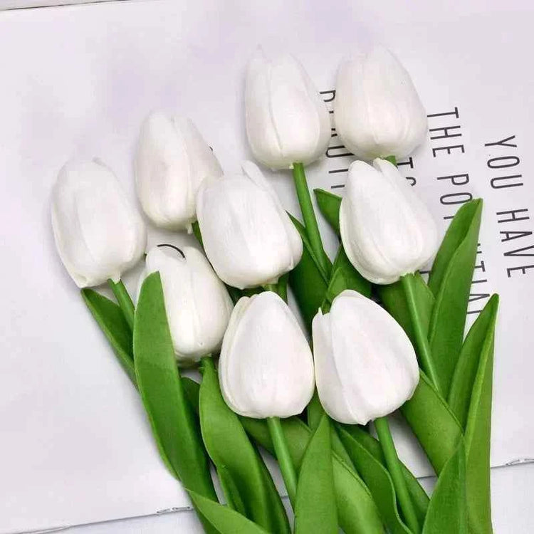 5 Pieces Tulips Artificial Flowers Bunch Home Decor Real Touch Tulip Flowers for Decoration Wedding Bridal Bouquet Fake Flowers by DSERS