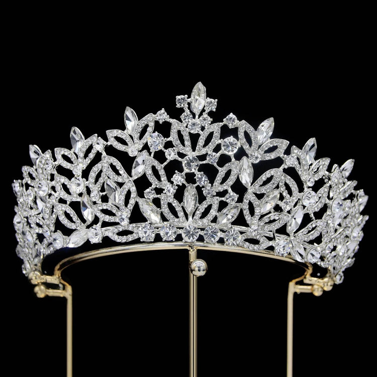 Luxury Blue Crystal Wedding Crown Bridal Headwear Brithday Party Rhinestone Diadem Headband Handwork Headpiece for Women Tiaras Tiaras by DSERS