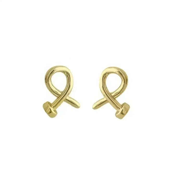 Gold Plated Crossed Nail Head Stud Earrings Pair Jewelry & Accessories by ALIEX