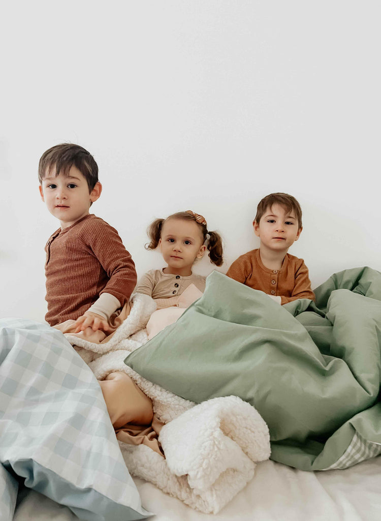 Chestnut Gingham Quilted Blanket by Little Mae & Co