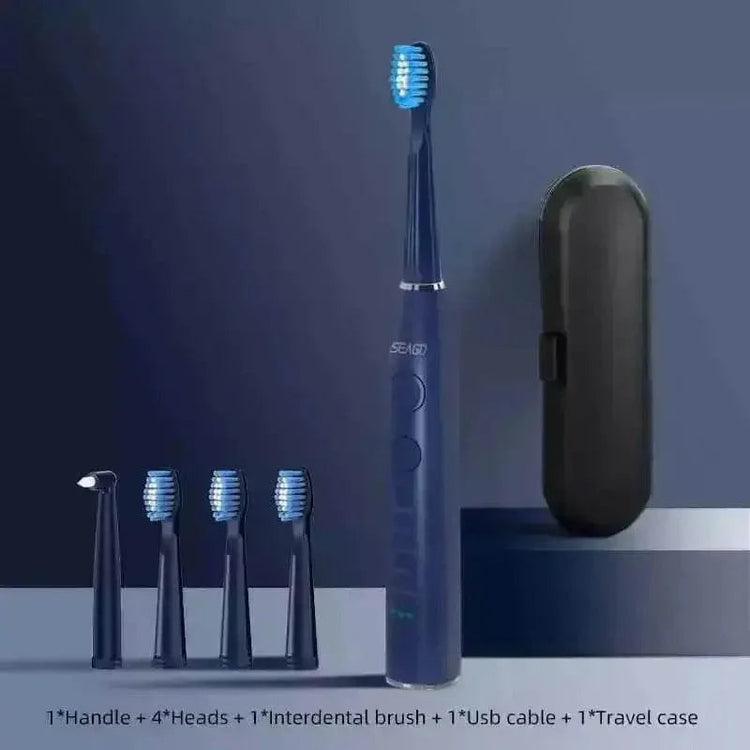 Seago Electric Sonic Toothbrush Black with Case Toothbrush by seago Official Store