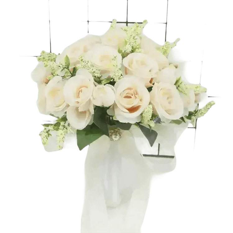 White Silk Flowers Wedding Bouquet Flower Bouquet by YO CHO Store