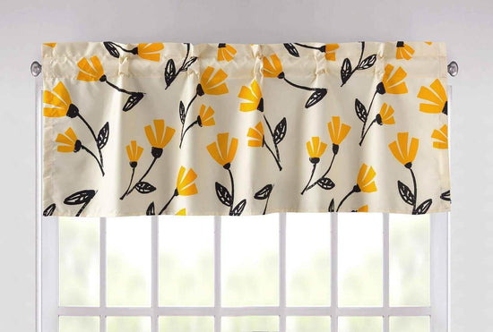 DaDa Bedding Yellow Fleur Floral Golden Orange Ivory Window Curtain Valance - 18 x 52 (18112)