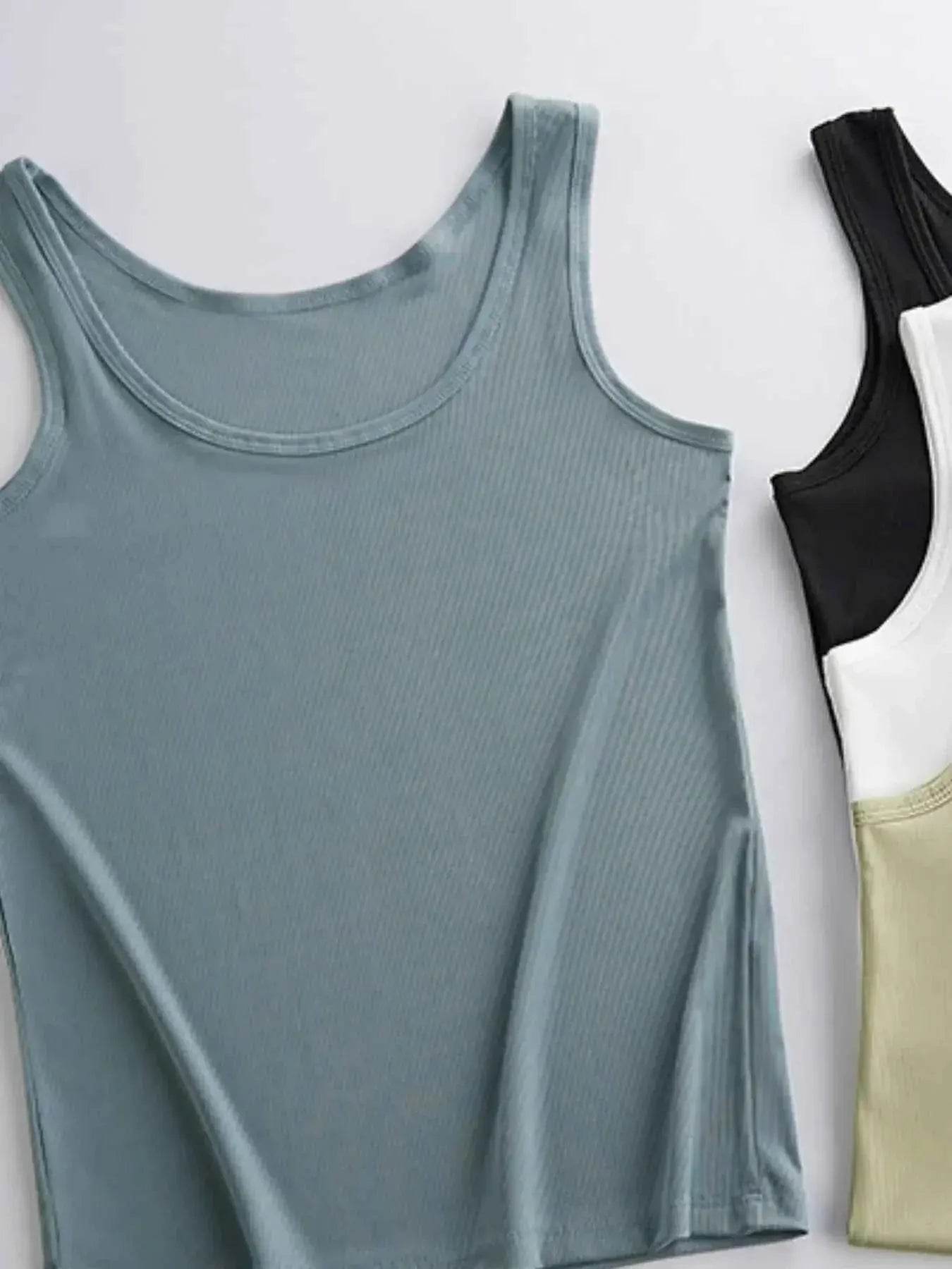 Plus Size Ribbed Scoop Neck Tank Top women Attire by Trendsi