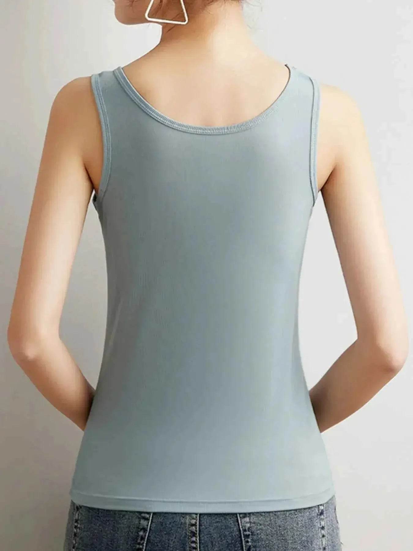 Plus Size Ribbed Scoop Neck Tank Top women Attire by Trendsi