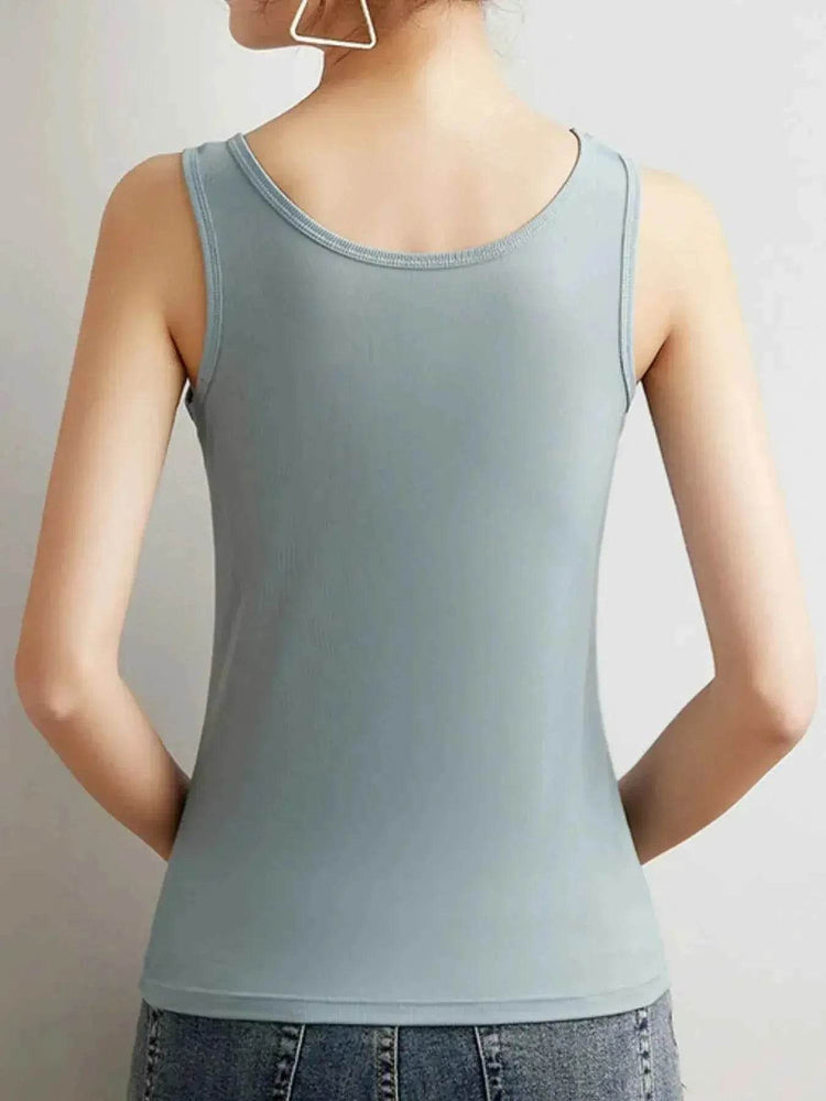 Plus Size Ribbed Scoop Neck Tank Top women Attire by Trendsi