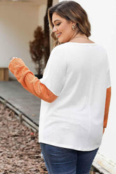 Plus Size Color Block Dropped Shoulder Blouse women Attire by Trendsi