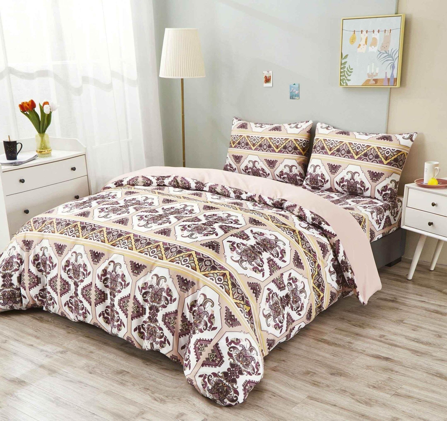 DaDa Bedding Majestic Oriental Kilim Duvet Cover - w/ Pillow Cases Royal Persian Traditional Design Intricate Ornate Ornament Print Duvet Covers by DaDalogy Bedding Collection