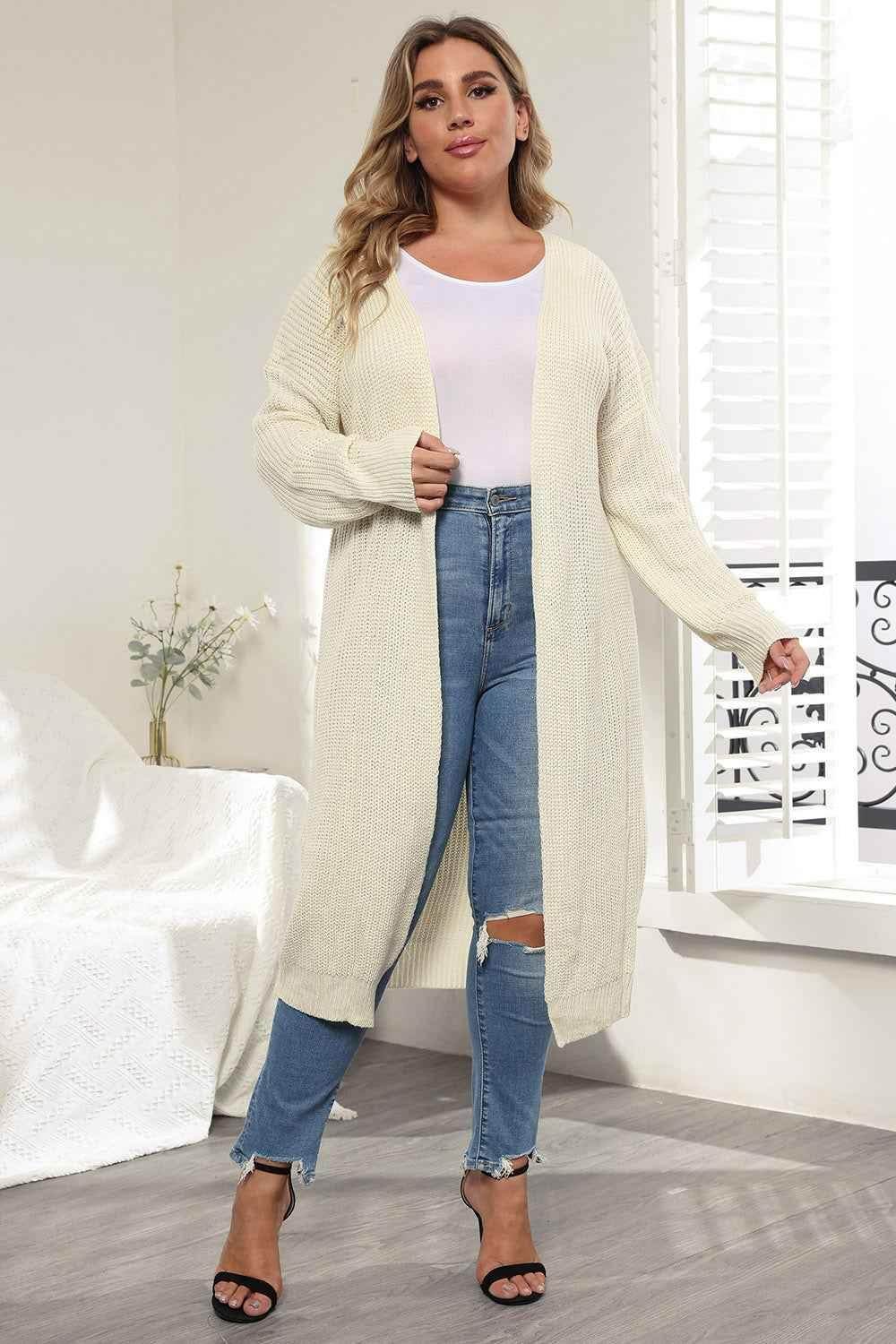 Plus Size Open Front Long Sleeve Cardigan women Attire by Trendsi