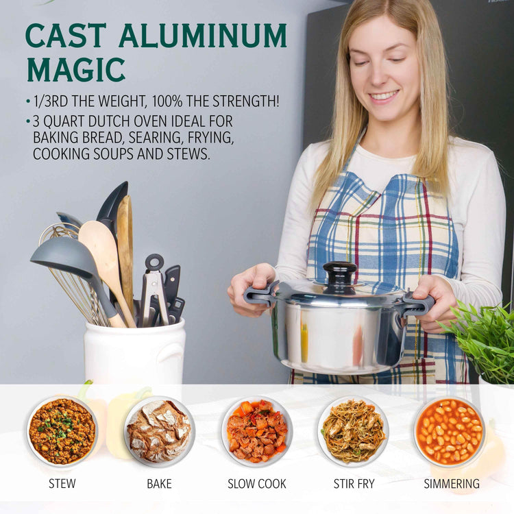 3 Quarts Round Dutch Oven with Lid Home & Garden by MAGNAWARE