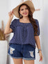 Honey Plus Size Polka Dot Square Neck Blouse women Attire by Trendsi