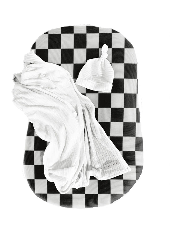 Race Checkered Baby Lounger Cover by Little Mae & Co
