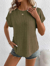 Plus Size Ribbed Texture Short Sleeve T-Shirt women Attire by Trendsi