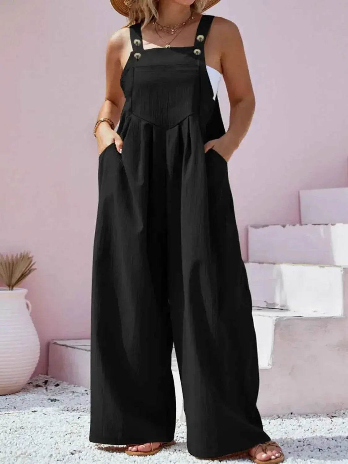 Plus Size Square Neck Wide Leg Overalls women Attire by Trendsi