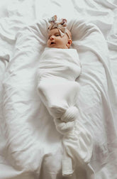 Dove Ribbed Stretch Swaddle by Little Mae & Co