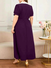 Plus Size Contrast Collar Short Sleeve Dress women Attire by Trendsi