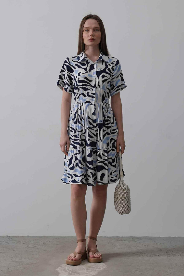 Rey Printed Dress — Multicolor Abstract Women&