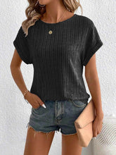 Plus Size Ribbed Texture Short Sleeve T-Shirt women Attire by Trendsi