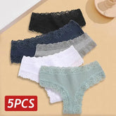 5PCS Lace Cotton Brazilian Panties Lace Cotton Brazilian Panties by Dropshee