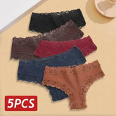 5PCS Lace Cotton Brazilian Panties Lace Cotton Brazilian Panties by Dropshee