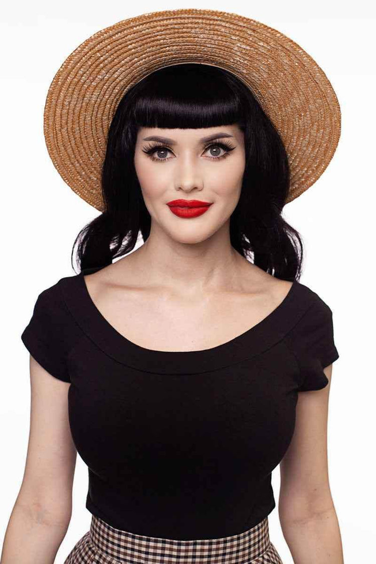Retro Boat Neck Top in Black Shirts & Tops by Retrolicious