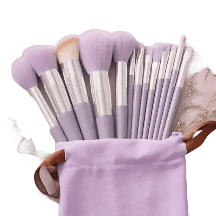 13pcs Velvet Bag Makeup Brushes Set Eye Pink Pouch lash brush for eyelash extensions Makeup Brushes by Beauty Discount Factory Store