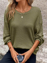 Plus Size Relaxed Fit Waffle Knit Round Neck T-Shirt women Attire by Trendsi