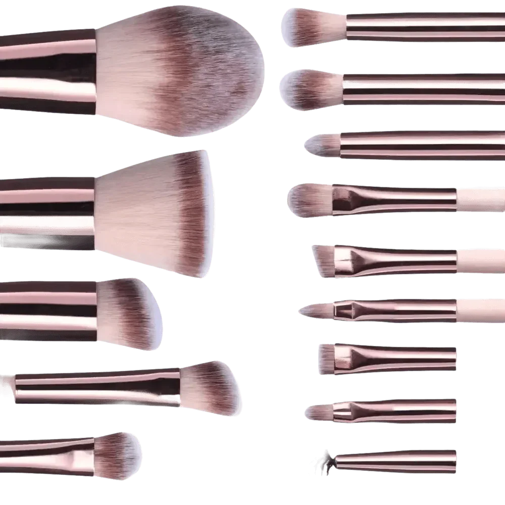 14pcs Travel Makeup Brush Set with LED Light Mirror Makeup by CJ