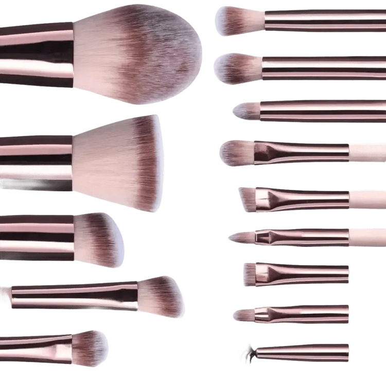 14pcs Travel Makeup Brush Set with LED Light Mirror Makeup by CJ