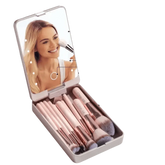 14pcs Travel Makeup Brush Set with LED Light Mirror Makeup by CJ