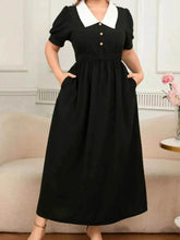 Plus Size Contrast Collar Short Sleeve Dress women Attire by Trendsi