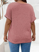 Plus Size Ribbed Half Zip Relaxed Fit T-Shirt women Attire by Trendsi