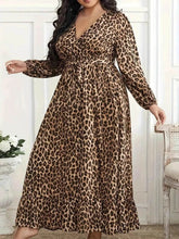 Plus Size Leopard Print Surplice Maxi Dress women Attire by Trendsi