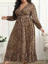 Plus Size Leopard Print Surplice Maxi Dress women Attire by Trendsi