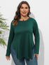 Plus Size Round Neck Long Sleeve Slit T-Shirt women Attire by Trendsi