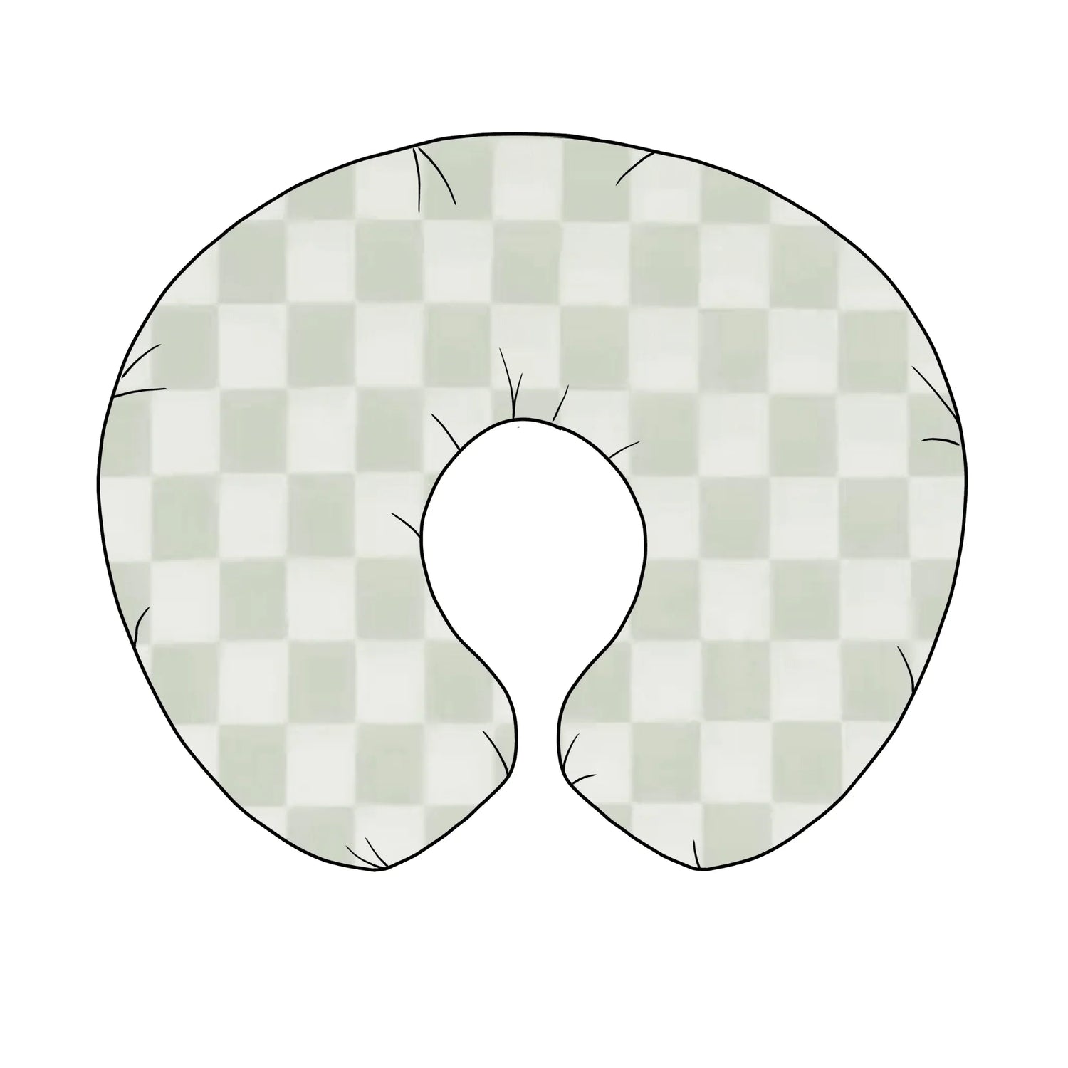 Leaf Green & White Checkered Nursing Pillow Cover by Little Mae & Co