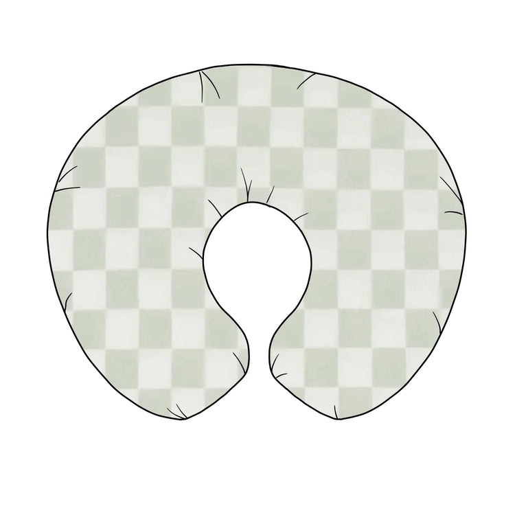Leaf Green & White Checkered Nursing Pillow Cover by Little Mae & Co