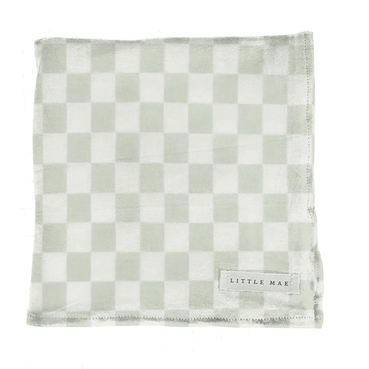 Leaf Green & White Checkered Stretch Swaddle by Little Mae & Co