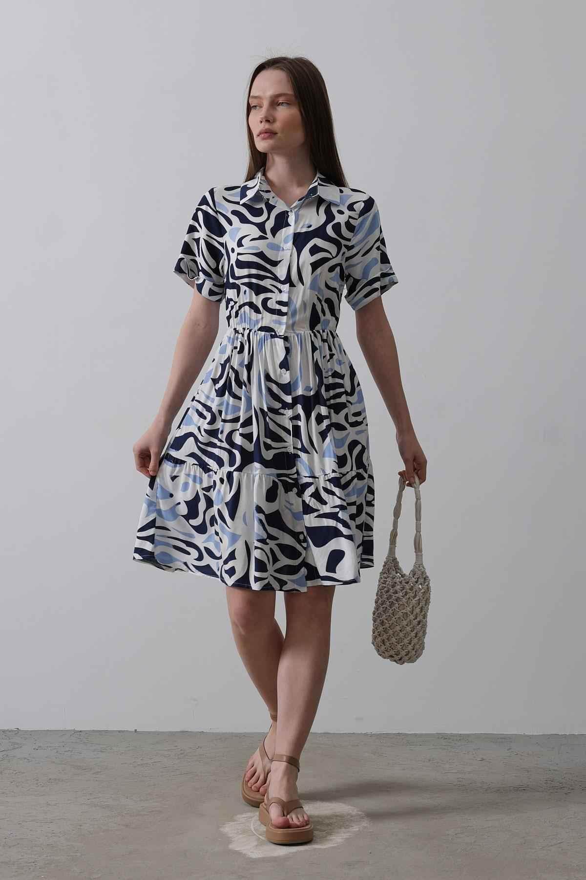 Rey Printed Dress — Multicolor Abstract Women&