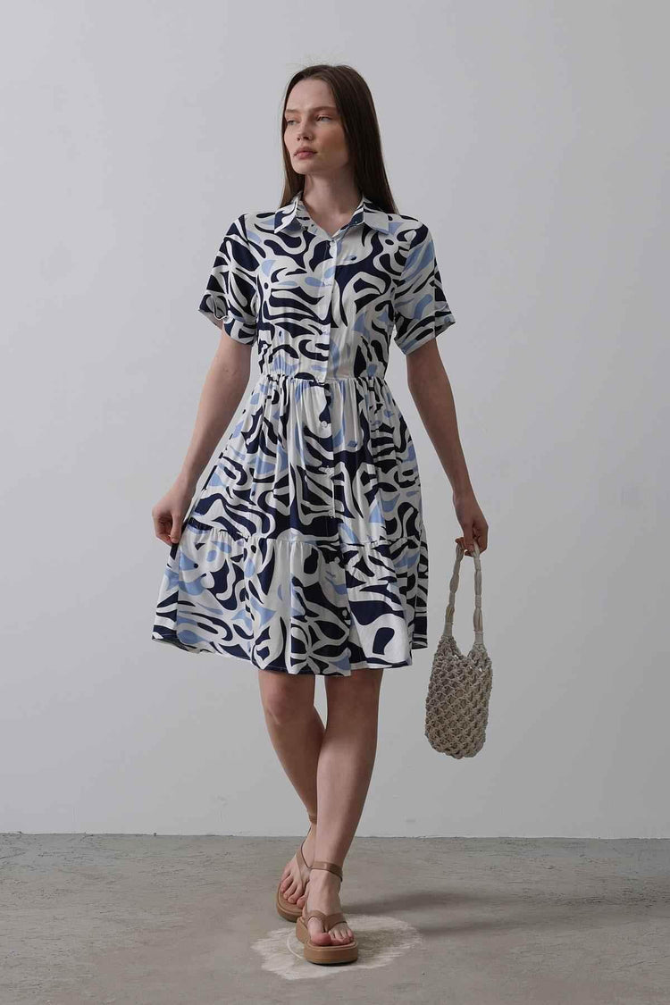 Rey Printed Dress — Multicolor Abstract Women&