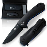 The Peasant Folding Pocket Knife Giftset for Men and Women (Black and Blue) Folding Pocket Knife by Holtzman&