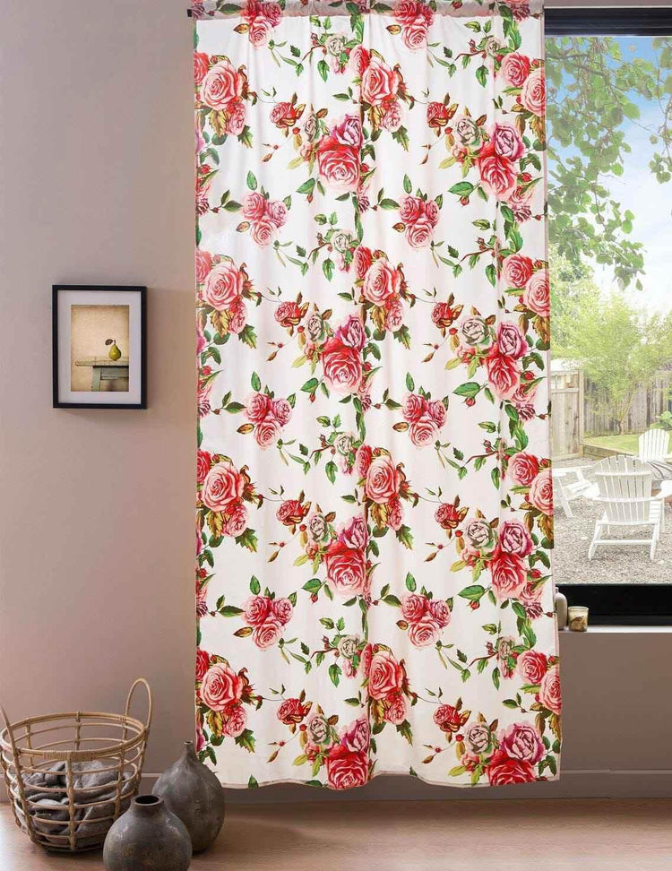 DaDa Bedding Set of 2-Pieces Romantic Roses Pink Floral Sheer Window Panel Curtains (JHW-879) Curtains by DaDalogy Bedding Collection