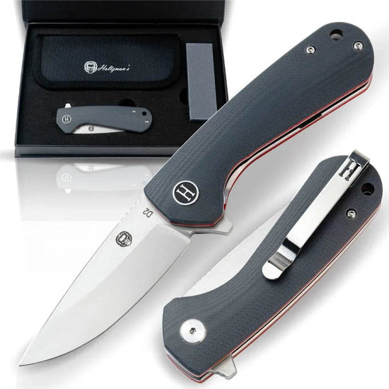 The Peasant Folding Pocket Knife Giftset for Men and Women (Red and Grey) Folding Pocket Knife by Holtzman&
